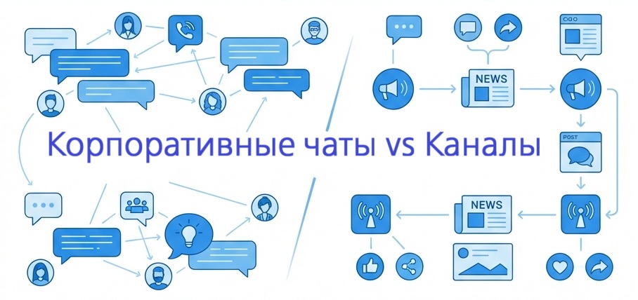 Корпоративные чаты vs Каналы: где проходит граница между чатом с коллегой и постом для клиента?